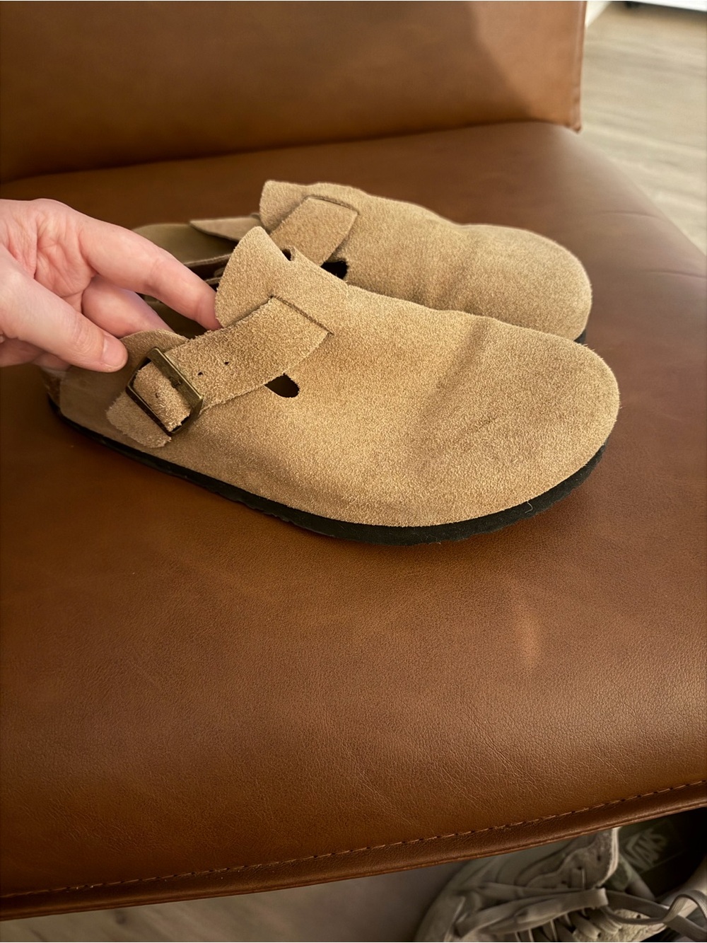 Suede Mule Clogs in Tan - Comfortable Slip-On Women’s Mules